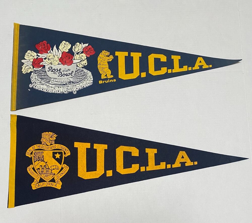 Pair Vintage UCLA Bruins Rose Bowl Pasadena California Felt Pennant Full Size